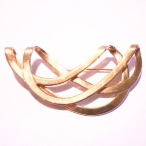 Vintage Gold Tone Large Freeform Statement Brooch